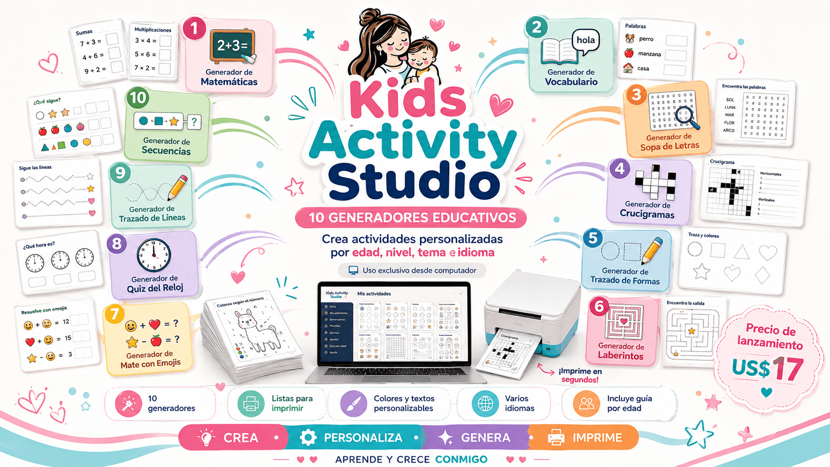 Kids Activity Studio: los 10 generadores de actividades educativas imprimibles